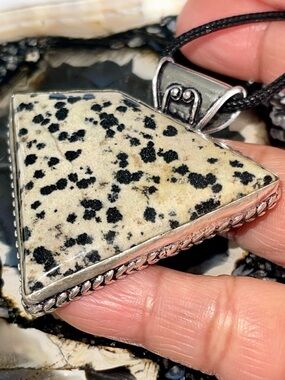 Large Dalmatian Jasper Crystal Pendant 2 1/2”